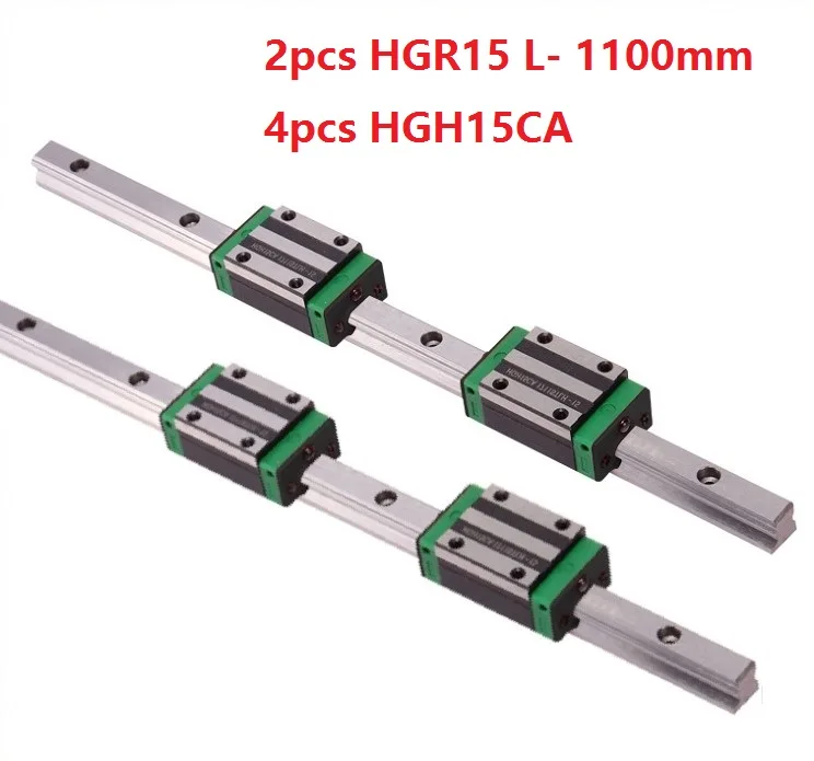 

2pcs China made HGR15 L- 1100mm linear guide/rail + 4pcs HGH15CA linear narrow blocks for CNC router parts