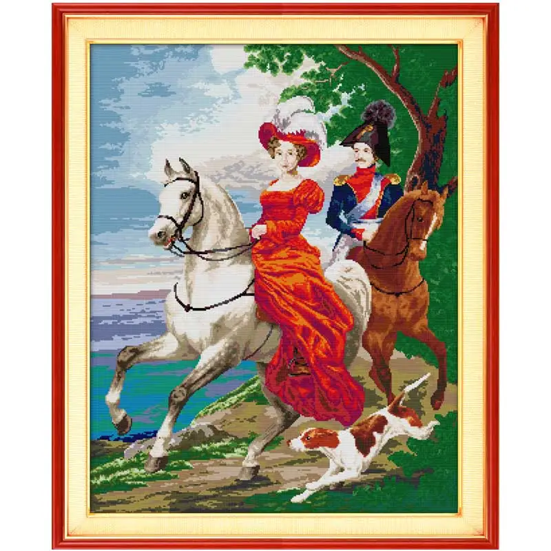 Knight Couples Patterns Counted Cross Stitch Set 11CT 14CT 16CT Stamped DMC Cross-stitch Kit Embroidery Needlework Home Decor