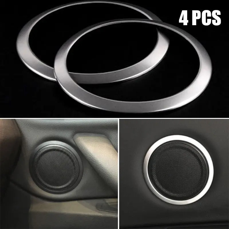 4pcs Silver Stainless Front and Rear Door Speaker Cover Ring Trim For BMW X1 f48 2016 2017 2018 High Quality parts