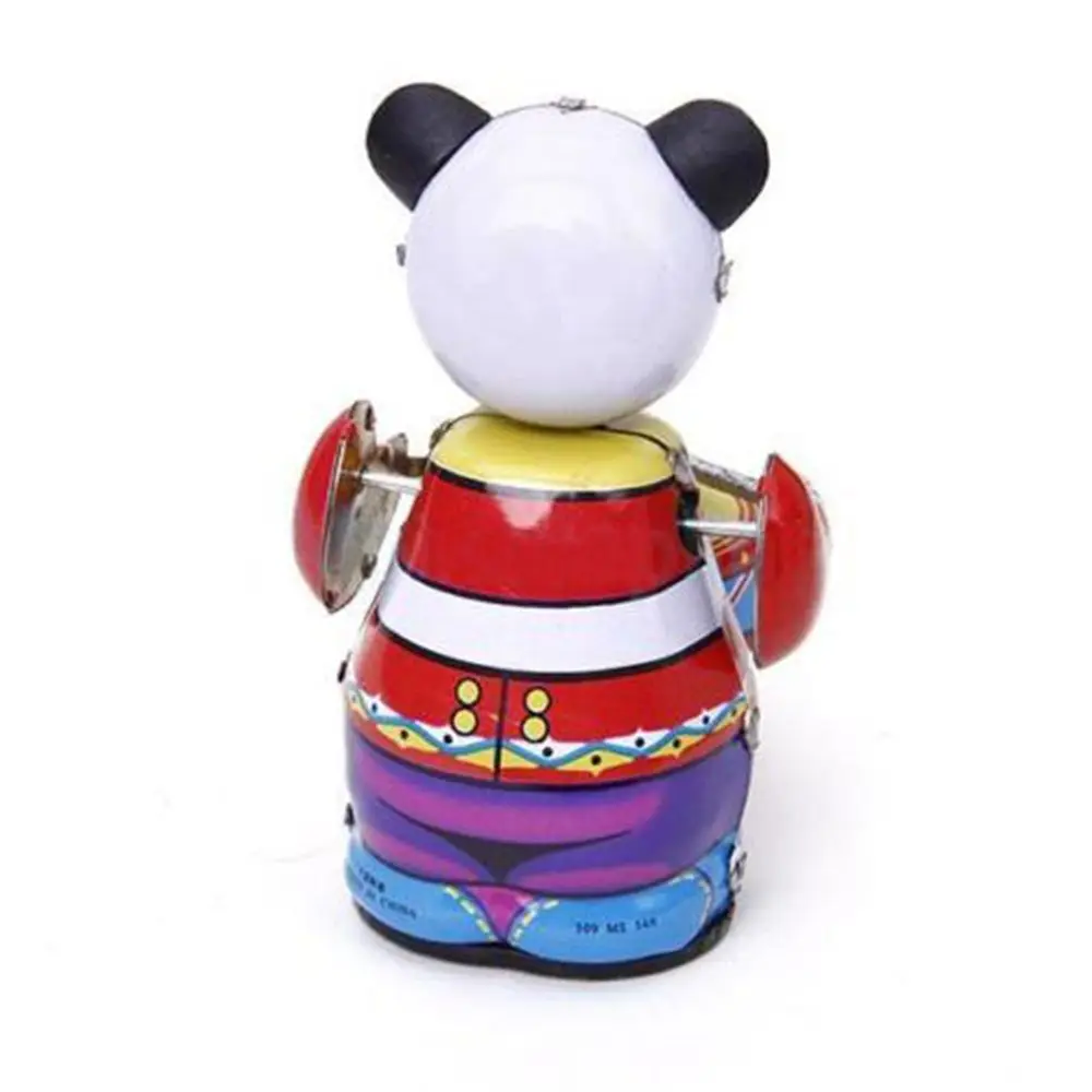 Moda nowe dzieci dzieci śliczne Vintage prezent kolekcjonerski w stylu Retro Wind Up Panda perkusista blaszana zabawka mechaniczna bicie bębnów