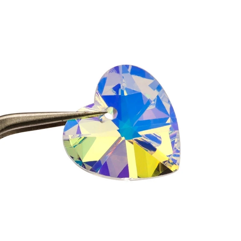 Beste Qualität 18mm 12 Stück/Packung Herzförmige Kristall AB Glasperlen Kristallrhinestones Schmuckperlen für Halsketten und Ohrringe