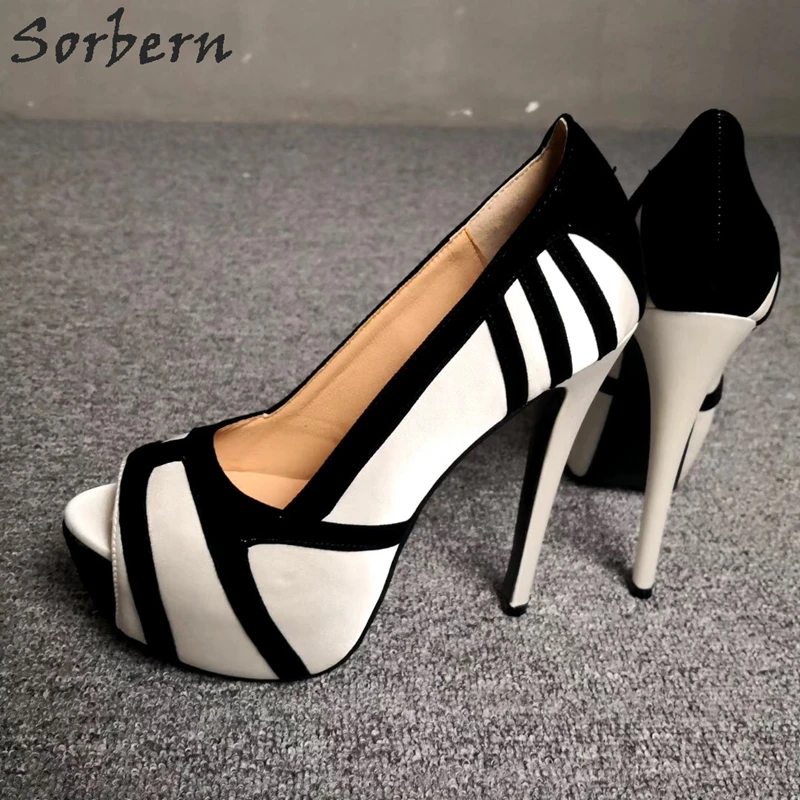 

Sorbern Mature Peep Toe Ladies High Heels Size 6 Platform White Heels Slip On Customized Color Stilettos Pump Heels Sexy Shoes