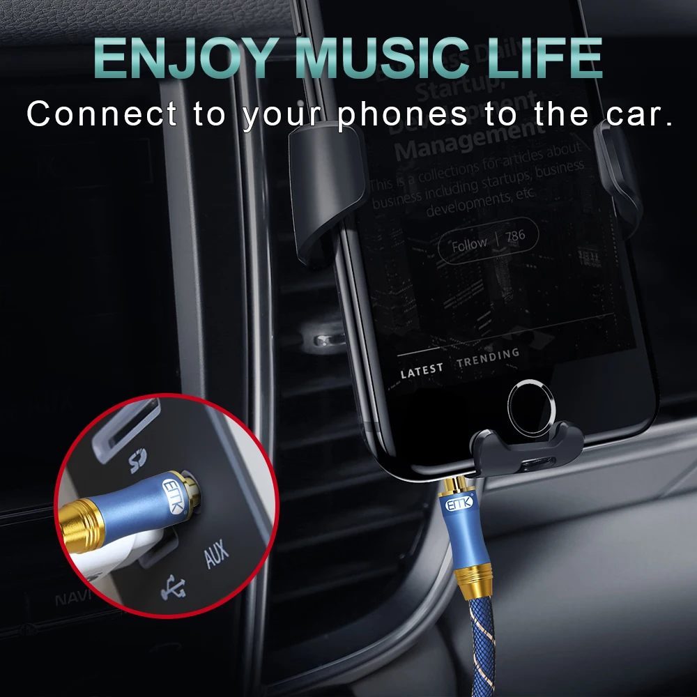 Cavo Aux EMK cavo Audio Jack da 3.5mm cavo altoparlante per adattatore per cuffie per auto Jack maschio a Jack cavo da 3.5mm per Samsung Xiaomi
