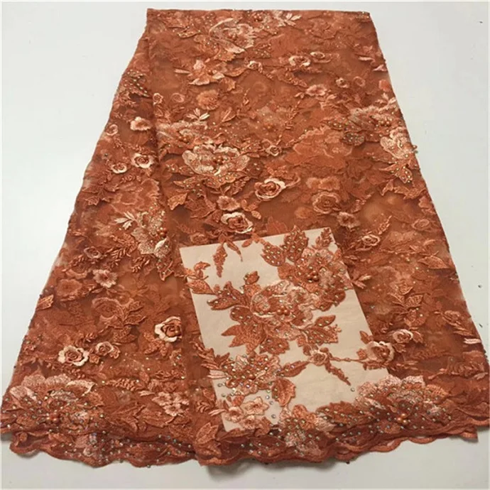 

african fabric lace Embroidery Nigerian Lace Fabric for weeding High Quality 3d flower african beaded lace fabric