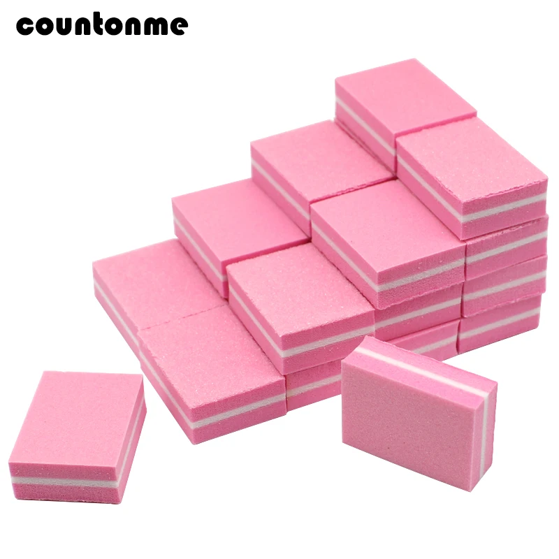 

200pcs/lot Pink Nail Buffer Sponge Mini Nail File 100/180 Professional Buffing Sanding Sandpaper Sponge Manicure Files Set