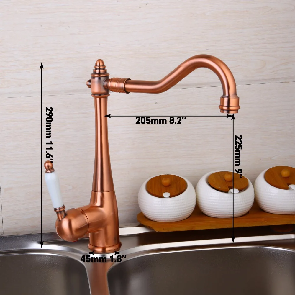 Torayvino Antique Copper 360 Swivel kitchen Sink Faucet Brass robinet cuisine Deck Mount Stream Spout Tap Hot & Cold Mixer Taps