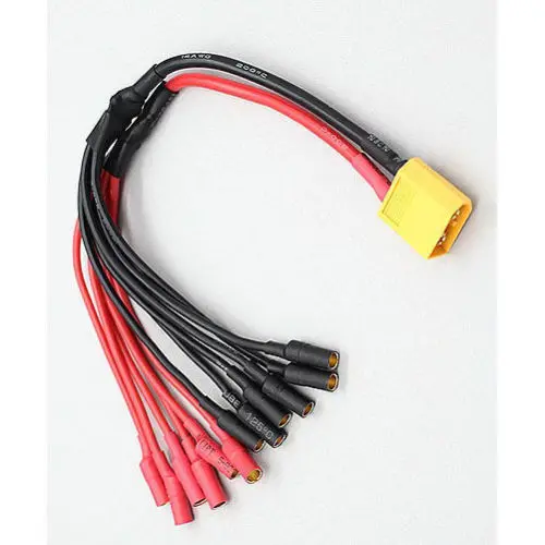 XT60 to 3.5mm bullet Plug 1 to 6 Wire ESC Power Breakout Cable for Hexacopter