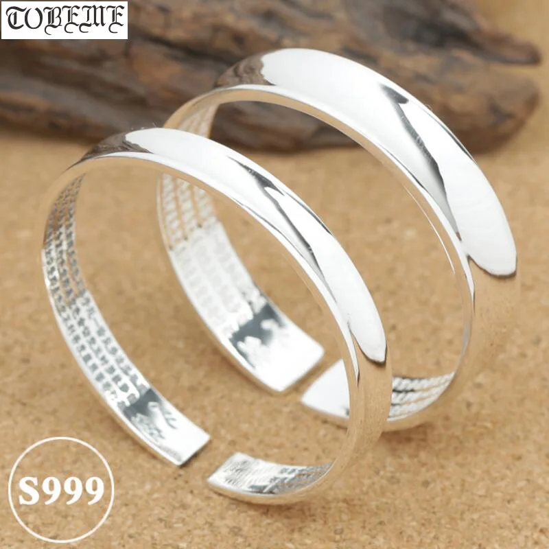 Handcrafted 999 Silver Cuff Bracelet Tibetan Pure Silver Bangle Real Siver Bangle THE HEART OF PRAJNA PARAMITA SUTRA