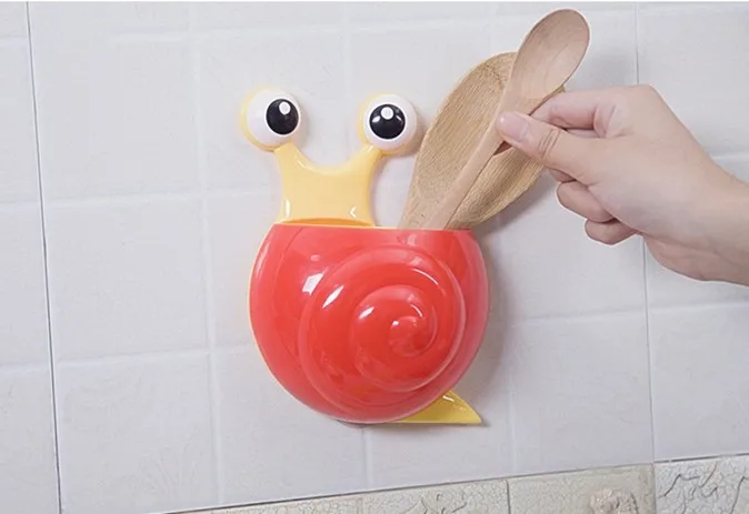 1PC  Toothbrush holder for Bathroom set Product Cute Cartoon Sucker Hook Toothbrush Holder Snail Bathroom Shelf OK 0525