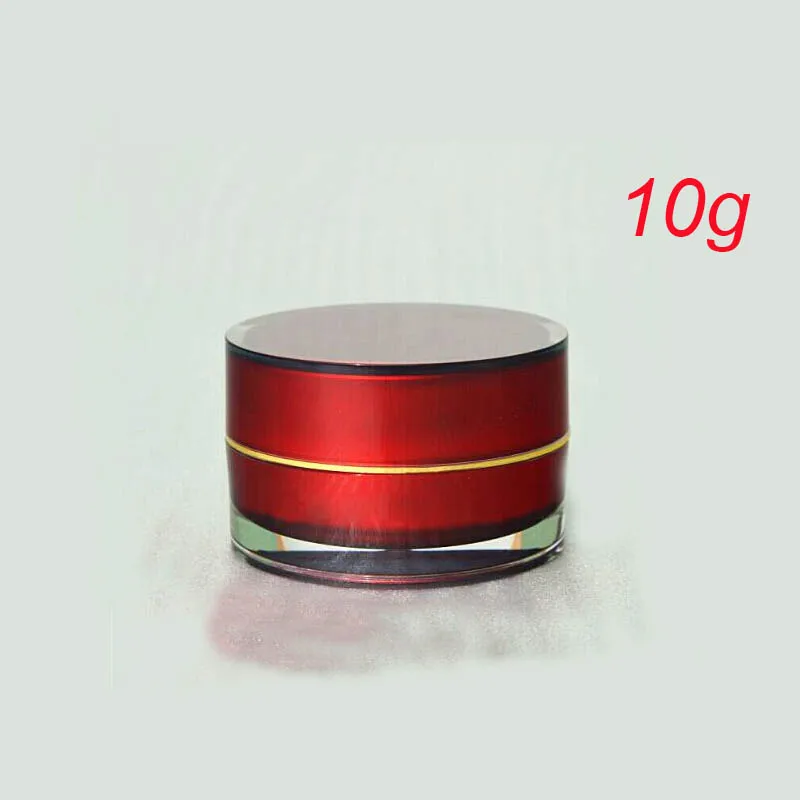 

10g ACRYLIC cylinder shape red color cream jar ,plastic empty 10g small Cosmetic Jar, wholesale red Cosmetic Packaging 10g