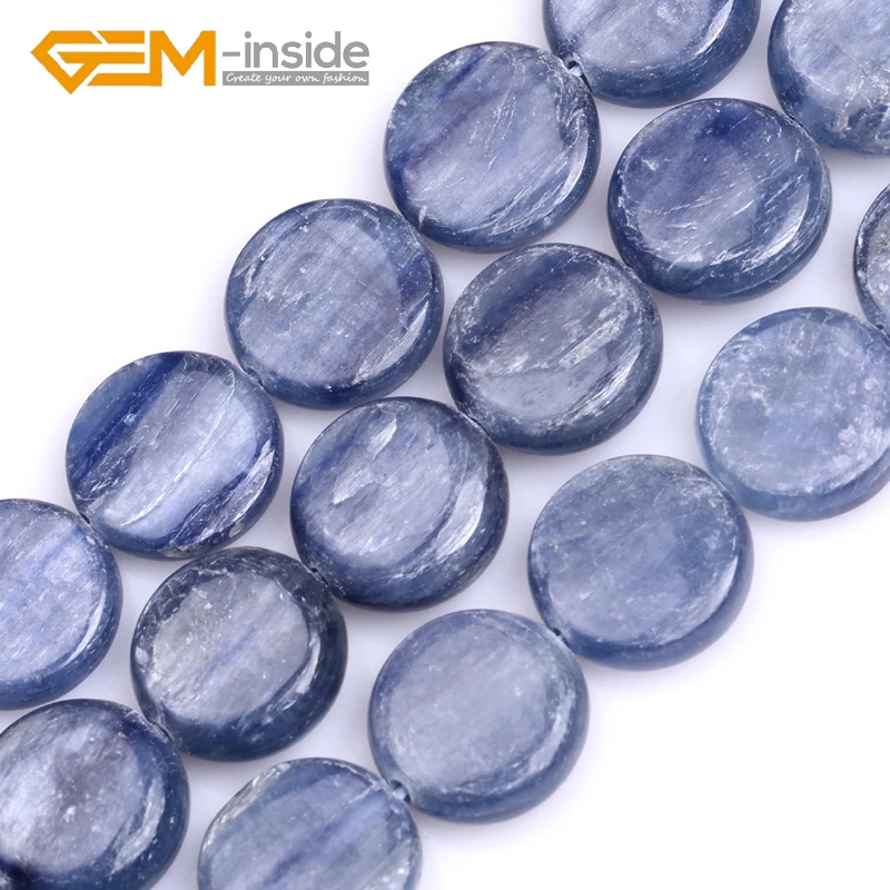 12mm 14mm 16mm Coin Shape Natural Kyanite Stone Beads Loose Beads For Jewelry Making Beads Strand 15 Inches Wholesale!GEM-inside