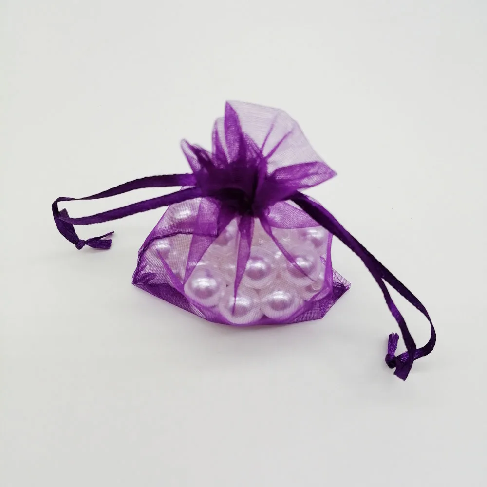 500pcs Organza-Bags Dark Purple Organza Gift Bags For Jewelry Packaging Display Christmas Wedding Jewelry Storage Drawstring Bag