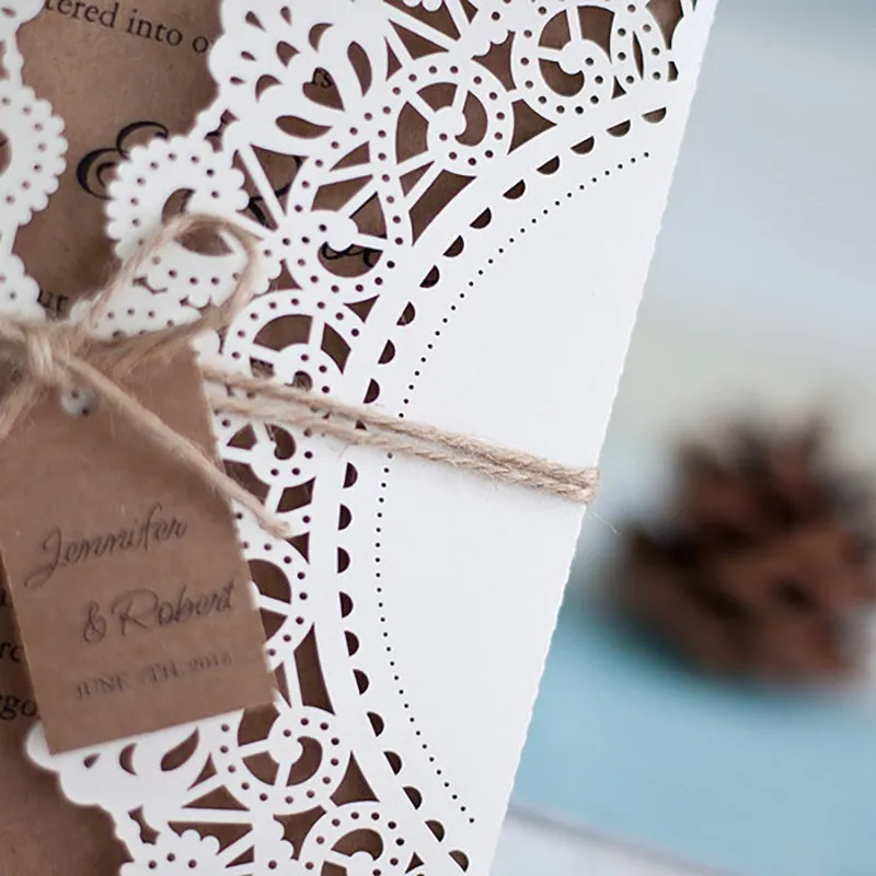 Vintage Laser Cut Cartão De Convites De Casamento, Decoração De Chuveiro De Noiva, Cartão De Presente, Fontes Do Partido Do Evento, 10 Pcs, 20 Pcs, 50Pcs