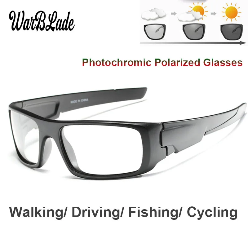 

WarBLade Photochromic Sunglasses Men Car Driving Goggles Polarized Sun Glasses Outdoor Sports Chameleon Discoloration Sunglasses