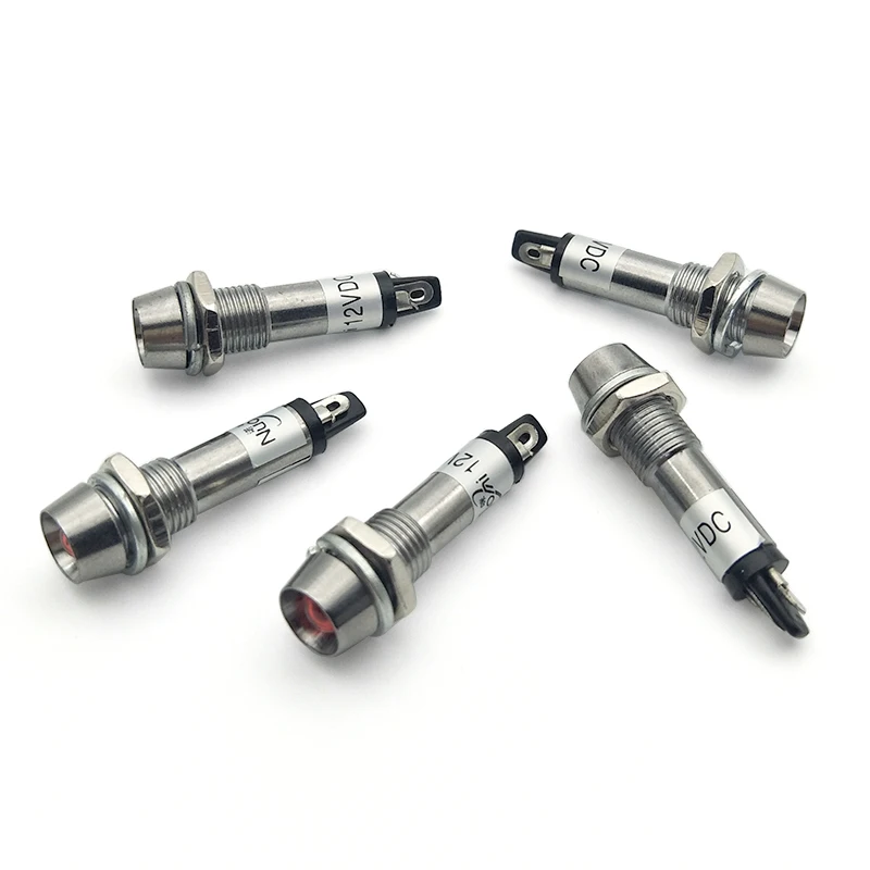 5 Stks DC12V 8mm Mount Gat Rode Bulb Mini Power Signaal Indicator Pilot Light Lamp XD8-1