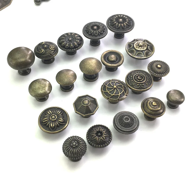 1x Antique Bronze Furniture Knobs Vintage Door Knobs for Dresser Shoebox Drawer Cabinet Cupboard Handle Jewelry Box DIY Knobs