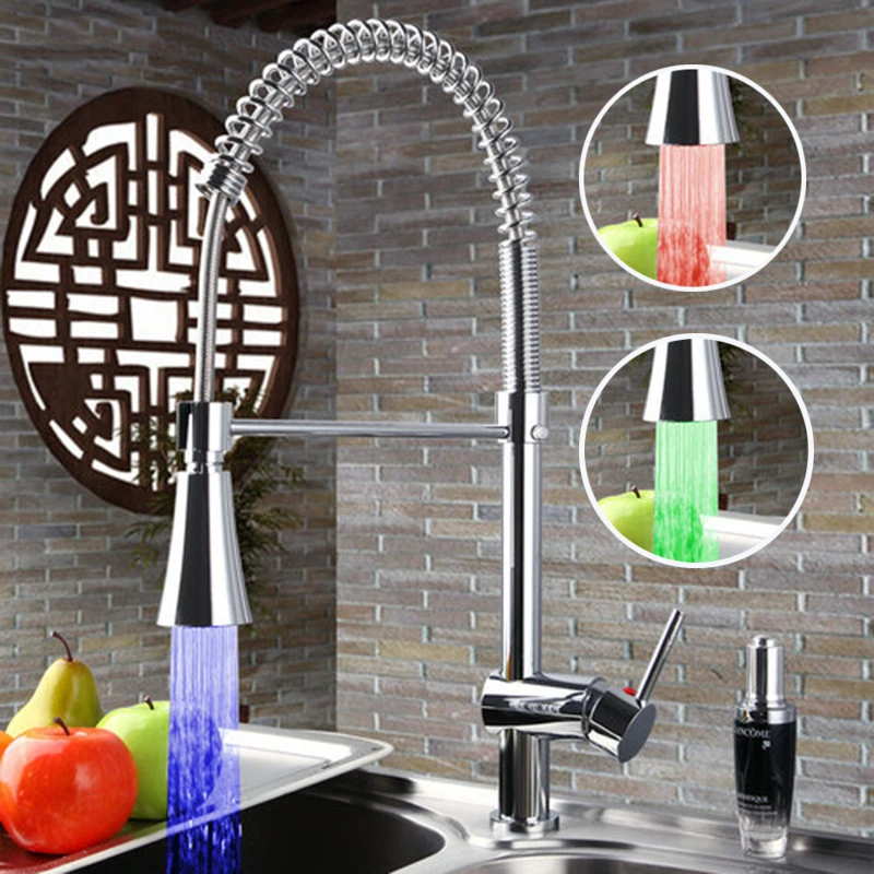 Kitchen Faucets Torneira No Need Batteries LED Light Swivel Chrome 8085/7 Basin Sink Water Tap Vessel Faucets,Mixer Taps