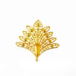 Retail 5Pcs Gold Tone Flower Filigree Wraps Connectors Metal Crafts Gift Decoration DIY 7.9x7.5cm