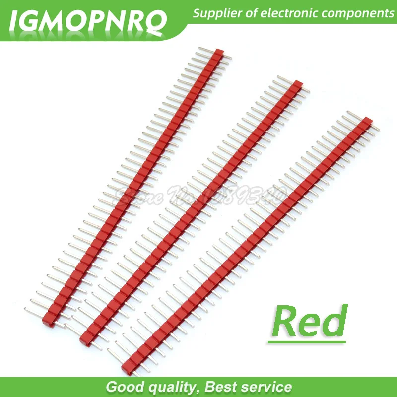 10pcs 1x40 Pin 2.54 Red Single inline row needle seat  Round Header connector IGMOPNRQ