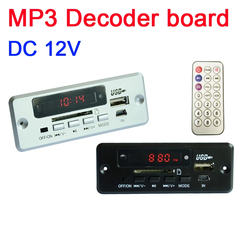 DC 5V/12V MP3 ถอดรหัสคณะกรรมการเสียงSD Card/USBเครื่องเล่นเพลงแผงจอแสดงผลLEDวิทยุFM + IR REMOTE FMวิทยุรถ