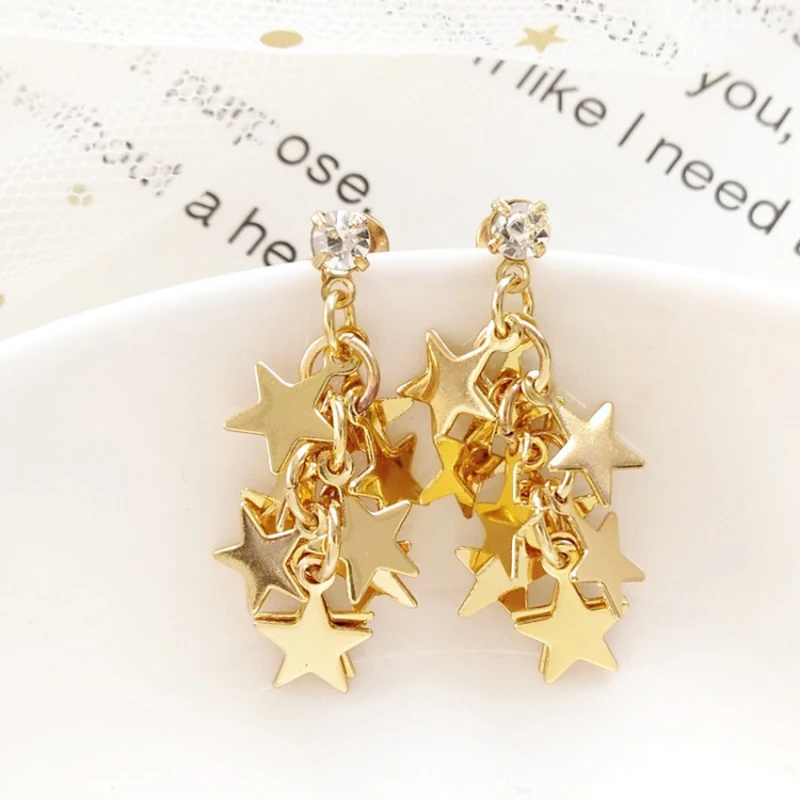 Fashion Gold Silver String Star Clip On Earrings for Without Piercing Women Girl Ear Clips Jewelry Gift