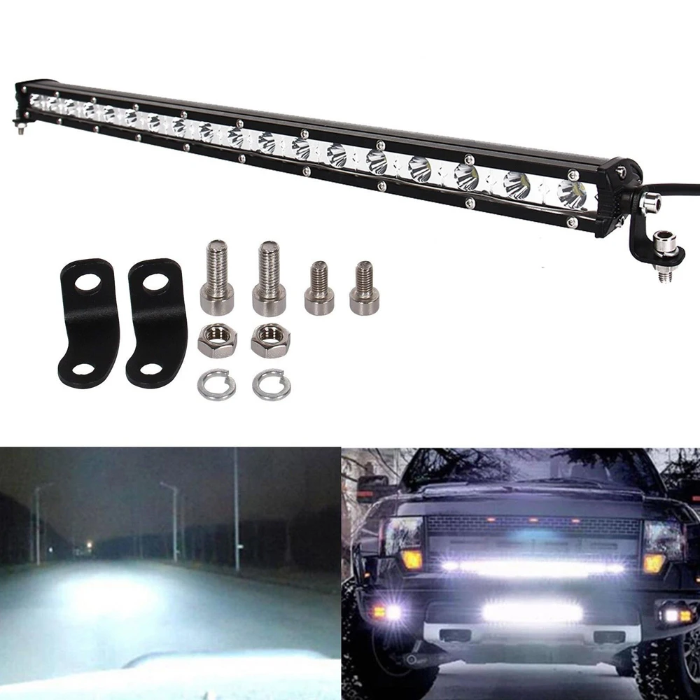 1pcs 20 inch 90W Offroad LED Light Bar Slim Car Light Single Row LED Bar Combo Lights for Pickup 4x4 Truck Tractor ATV UTV CAR