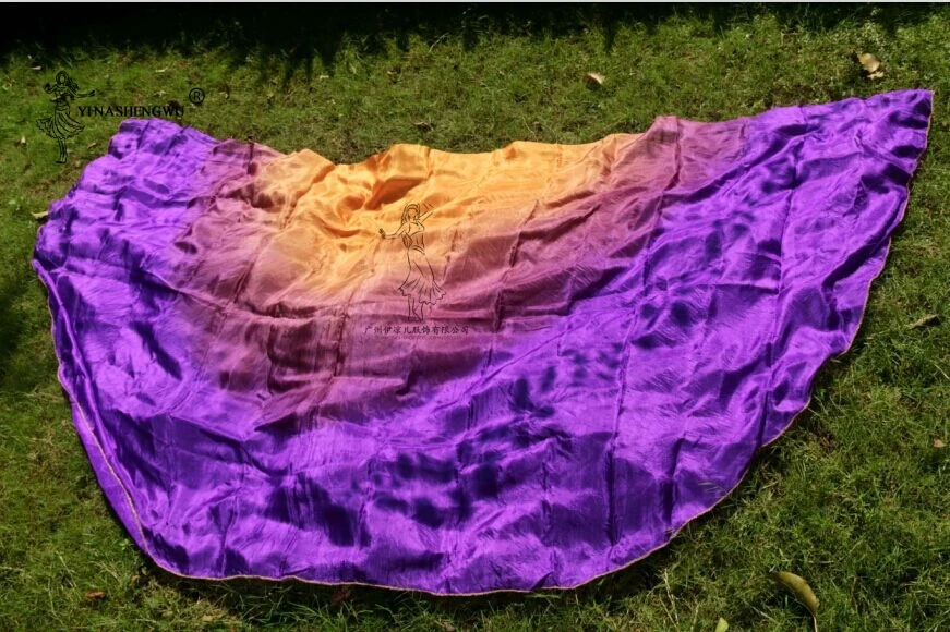 Design 100% Real Silk Belly Dance Veil Cheap Dance Veils Semicercle Veil Wholesale 250*114cm Orange Brown Purple