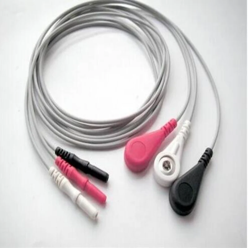 Cables Holter AAAMI para máquina de ECG, grabador ECG Leadwire,3 Cables, Snap,AHA D1.5 a Snap 4,0, envío gratis