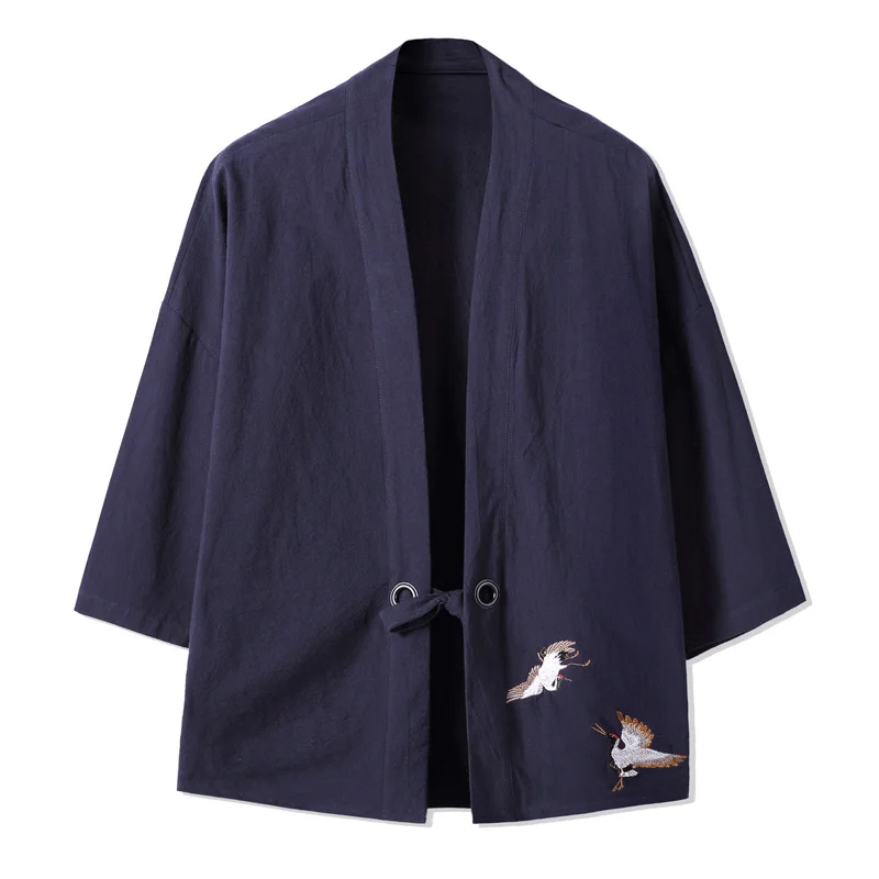 Mens Jacket Coat Zomer Kimono Vest Jas Japan Vintage Windjack Met Riem Mannelijke Jassen Kleding Chinese Stijl Kimono Kaart