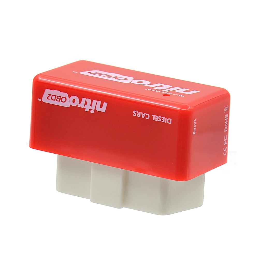 Red NitroOBD2 Chip Tuning Box Nitro OBD2 Performance Plug and Drive OBD2 Chip Tuning Works For Diesel Retail Box Fast Shipping