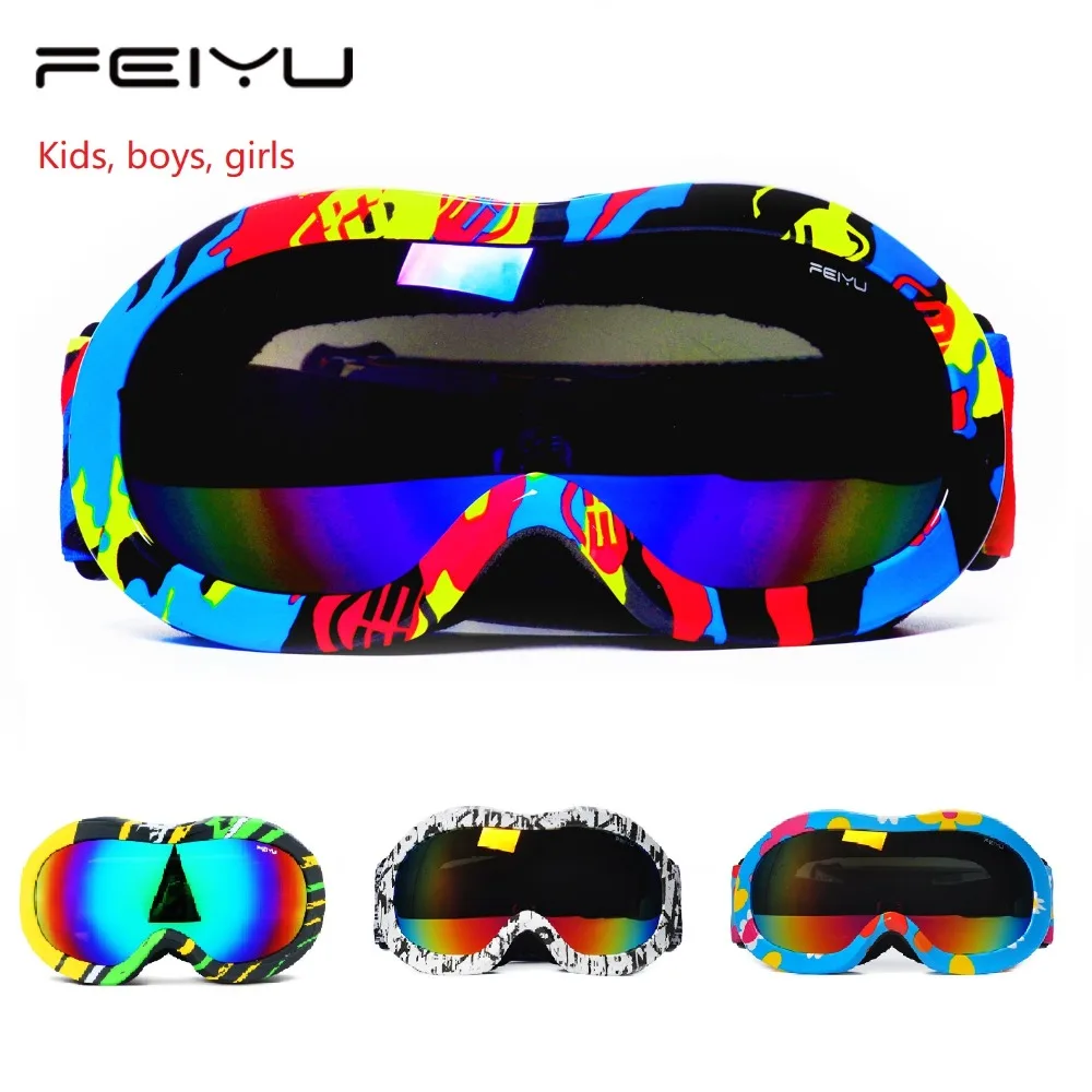 Winter Kids Ski Goggles Double Lens UV400 Protection Boys Girls Anti-fog Snow Mask Ski Sunglasses Snowboard Eyewear Small Size