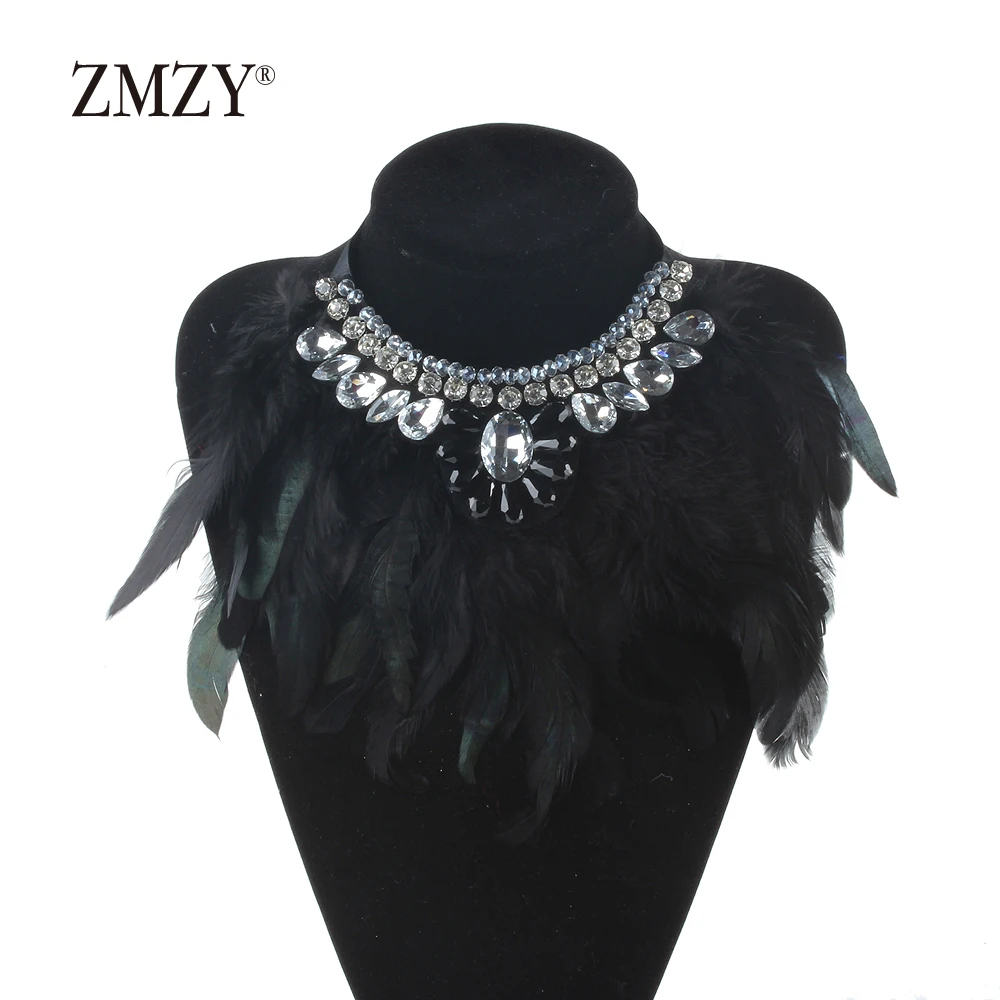 ZMZY New Necklace Fashion Chain Multilayer Long Feather Necklace Luxury Statement Necklaces Bijoux Jewelry Wholesale