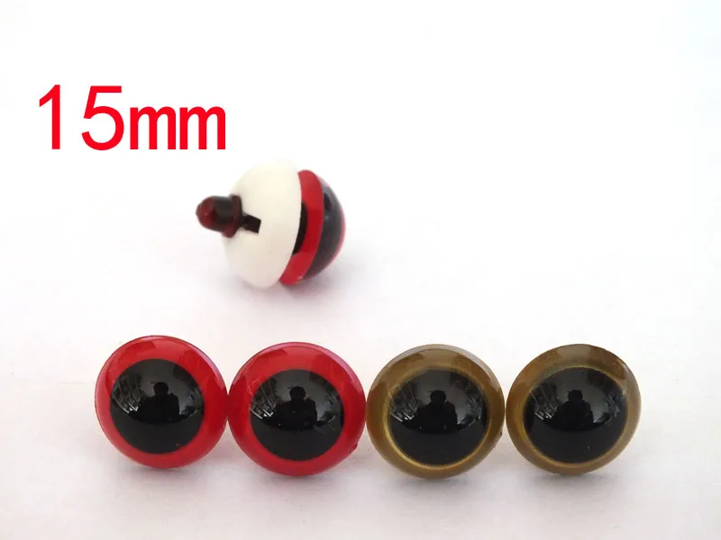 20pairs/lot 15mm round mixed color safety eyes--red and gold color