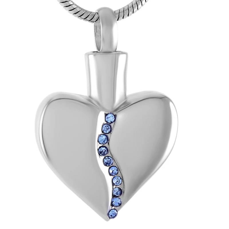 CMJ9534  Stainless Steel &Crystal Inlay Beautiful Heart Urn Necklace  Ashes Keepsake  Pendant for  Mom Wife Friends