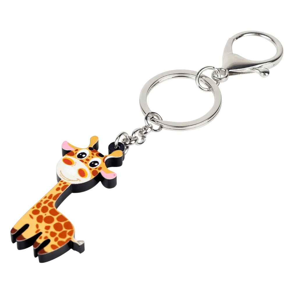 Bonsny Acrylic Sweet Smile Giraffe Key Chains Keychain Rings Anime Jewelry For Women Girls Teen Gift Pendant Handbag Car Charms