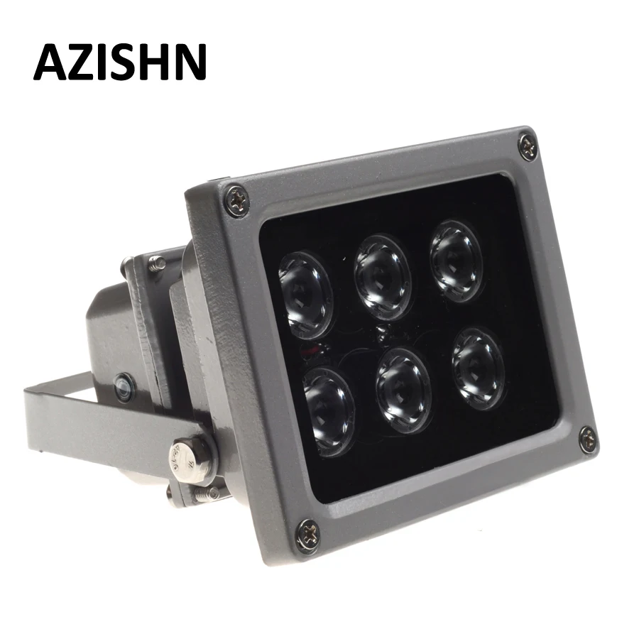 AZISHN CCTV LEDS IR oświetlacz lampa na podczerwień 6szt Array Led IR Outdoor Waterproof Night Vision CCTV Fill Light dla kamery CCTV