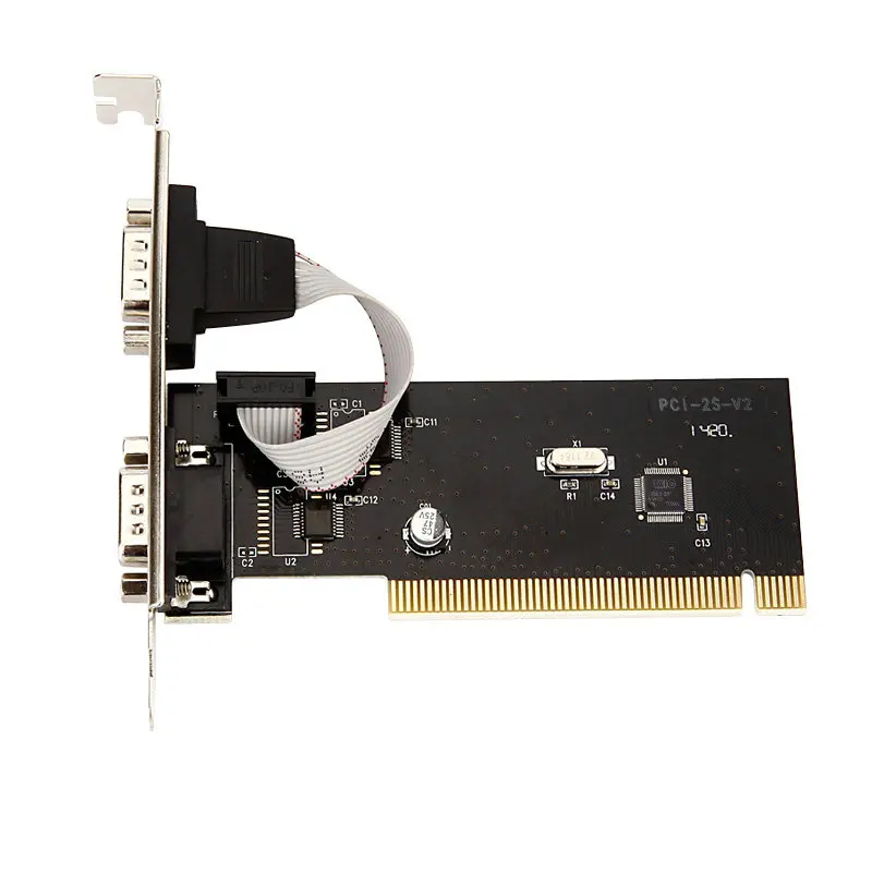 PCI To 2 Ports COM 9 Pin Serial Series RS232 Card Adapter forWin 7 VISTA XP Linux FO With CD Driver DB9 Serial Port Connectors