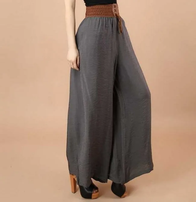 Pantalon décontracté à jambes larges style Boho, harem, couleur unie, ceinture élastique, extensible, taille confortable, été