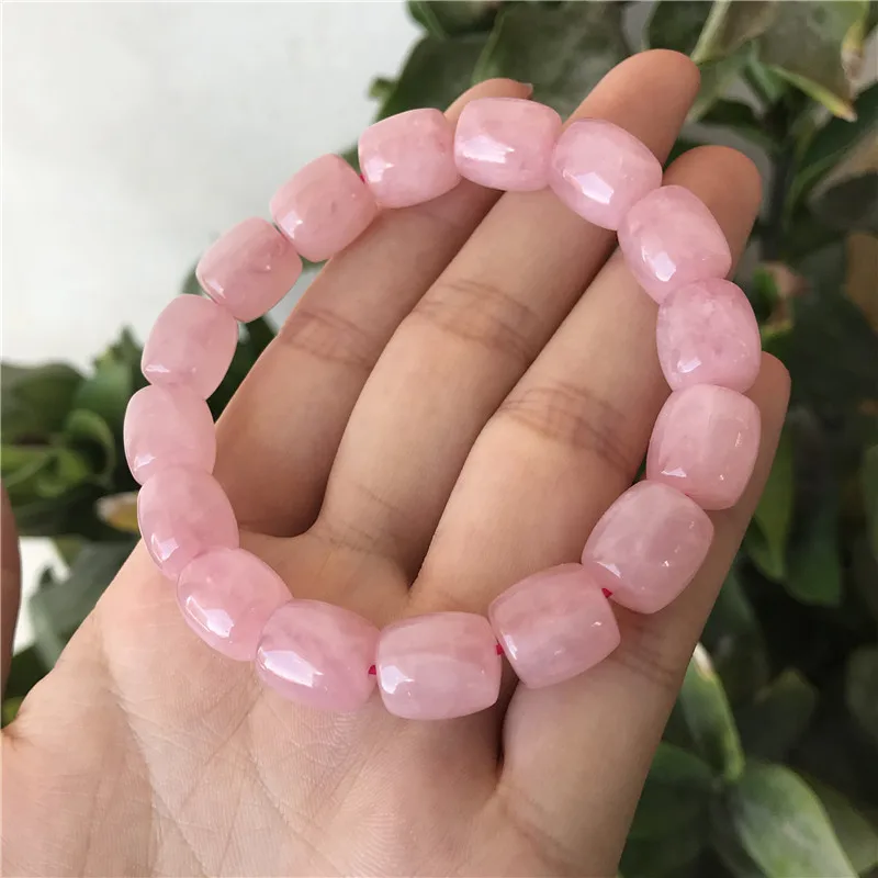 Natural horse powder cylindrical crystal bracelet powder barrel bead hand crystal bracelet for women DIY bead wholesale