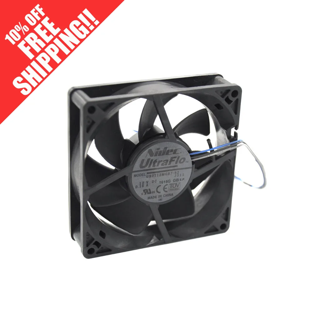 Novo nidec ultraflo 9cm projetor ventilador de refrigeração U92T12MGB7-52 12v 0.18a