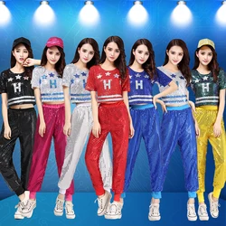 New jazz dance costume DS female adult Tops and pants cheerleading costume modern dance hip-hop sequins dance clothes