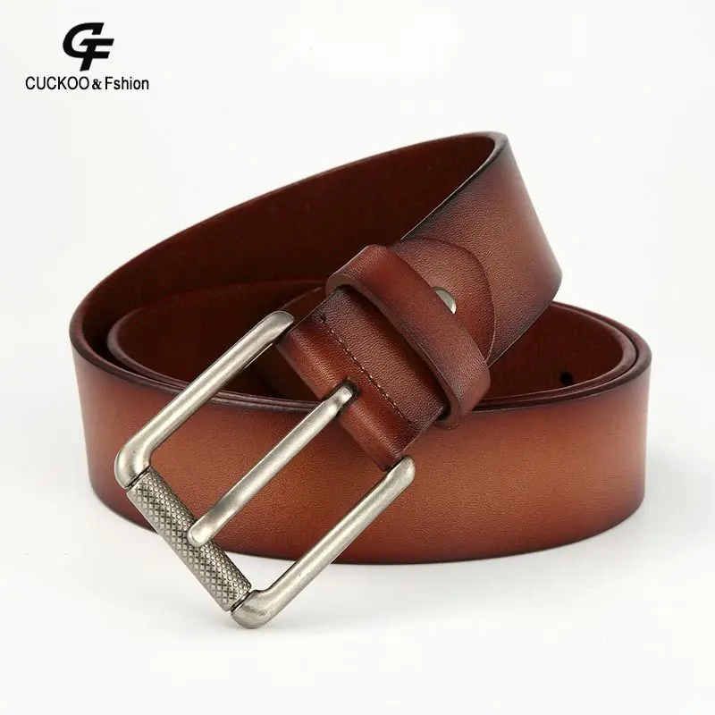 Men Male Casual Business Genuine Real Leather Belts High Quality Male Brand Automatic Ratchet Buckle Belt 105-125cm Long