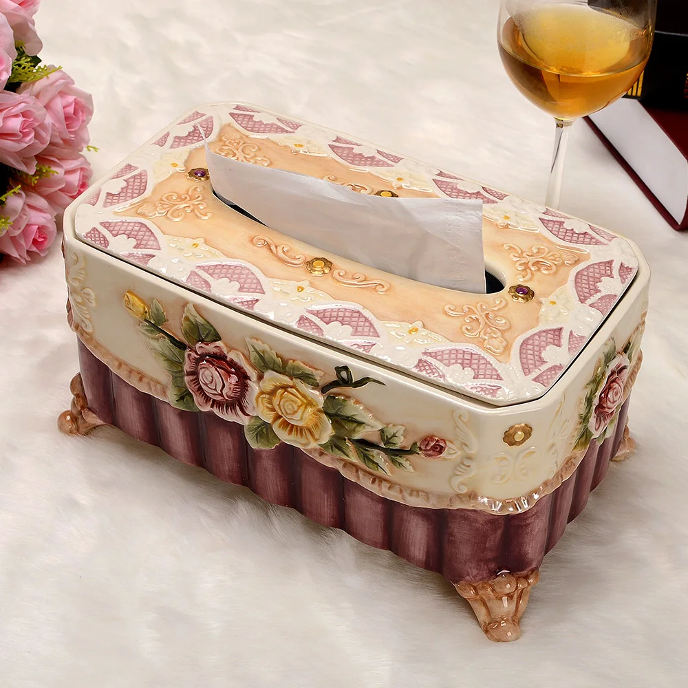 Vitoria ceramic large European Garden box box living room table napkin box accessories