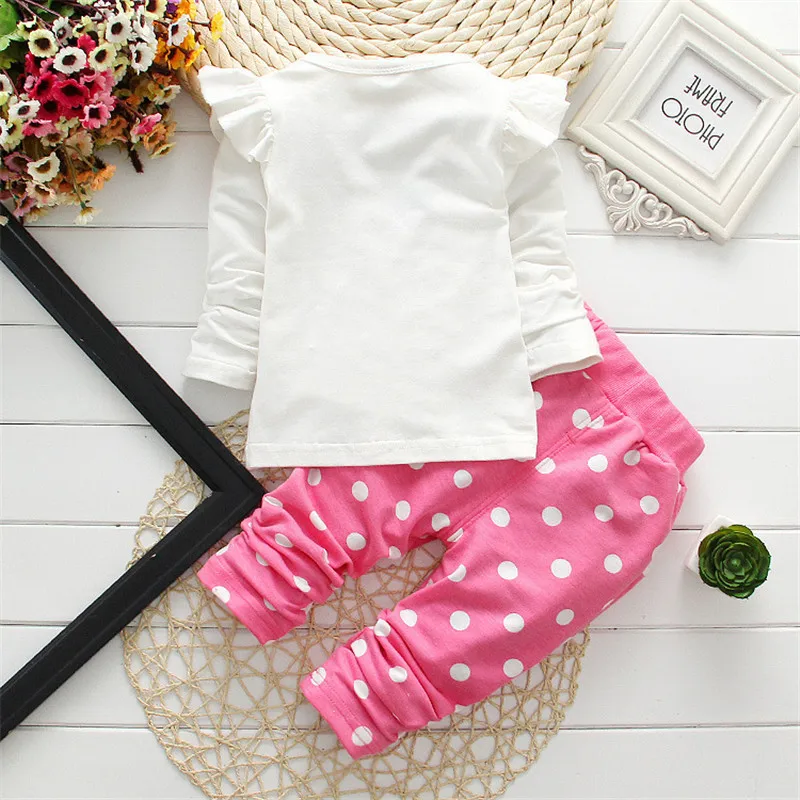 Baby Autumn Spring Cartoon T Shirt Pants Clothes Set Toddler Girls Cute Dot Long Sleeve Thinner Causal Suit