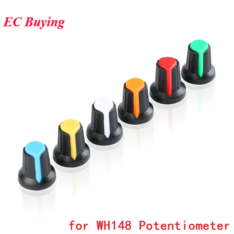 30 uds/5 uds WH148 Kit de tapa de perilla de potenciómetro 15X17mm 6mm agujero de eje A-2 AG2 amarillo naranja azul blanco rojo verde Color colorido