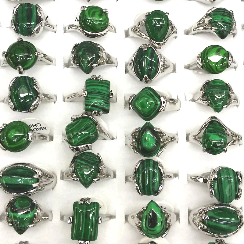 50pcs Malachite Rings Mixed Size For Women Cheap Rings For Promotion