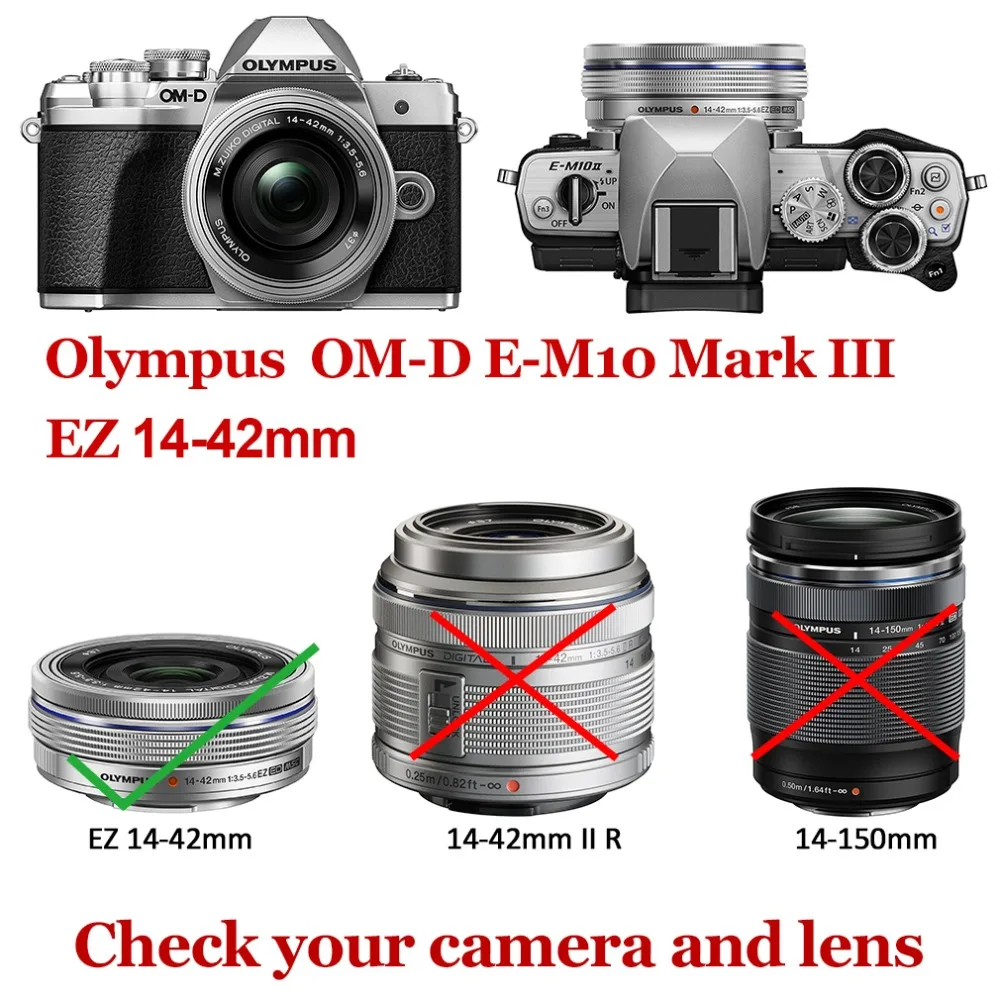 Etui ze skóry Pu Protective Half Body Cover Base do Olympus OMD EM10 II III E-M10 Mark II III EM10 MK2 MK3 z obiektywem 14-42mm