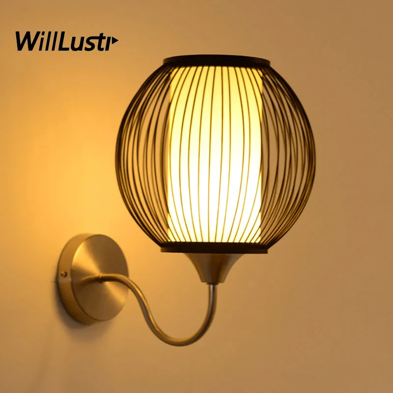 

Creative Bamboo Wall Light Pastoral Wood Globe Stick Ball Sconce Aisle Doorway Corridor Foyer Porch Handmade Metal Lamp Fixture