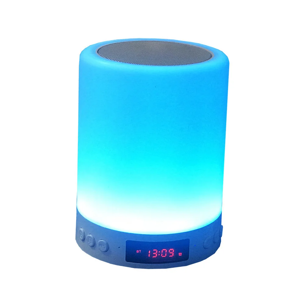 Wireless Cylinder Colorful Night Light Bluetooth-compatible Speaker Alarm Clock Home Decor lamp night light  Touch Control Lamp