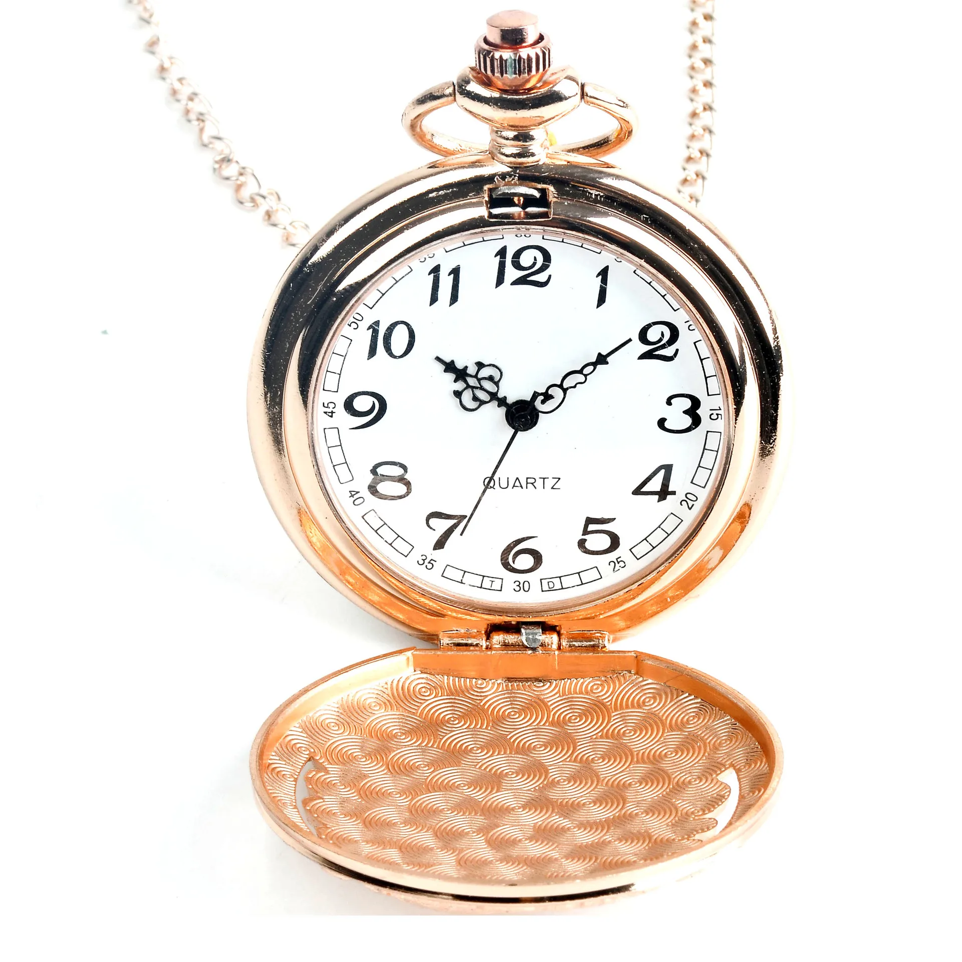 Large Fashion Quartz Pocket Watch Rose Gold Indian Women Man Necklace Pocket Watch With Chain